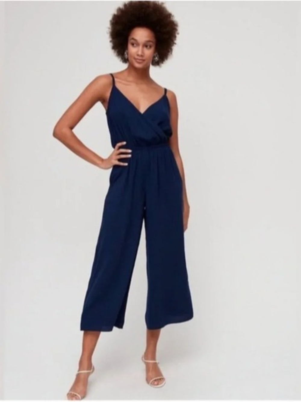 Aritzia Wilfred Size XL Melodie Flowy Wide-Leg Jumpsuit - Navy